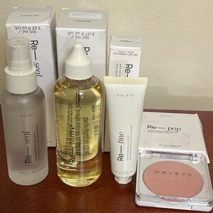 Haleys setting spray cleansing oil primer and blush lot beauty bundle